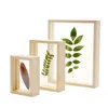 Nordic Style Gedroogde Bloem Bladeren DIY Geproefd Plant Fotolijsten Dubbelzijdig Glas Houten Frame Woondecoratie Wall Art 1pc1