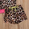 15Y Toddler Baby Kid Girls Girls Clothes Set Leopard à manches courtes courte Short Tournes Costumes d'été286p3370525