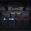 Quality leather Car Rear Seat Back Storage Bag Multi Hanging Mesh Nets Pocket Trunk Bag Organizer Auto StowingTidying Supplies