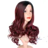 Nuova elegante parrucca sintetica piena riccia lunga Lolita acconciatura Ombre parrucche bordeaux parrucche ondulate lunghe afro capelli neri afroamericani