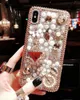 Glitter Rhinestone Diamante Pérola claro capa para iPhone 11 Pro XR XS MAX X 8 7 6 Samsung S10 Além disso S10E Nota 9 10 10 + A10 A20 A30 A50 A70 A80