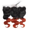 Brazylijskie ombre 1B/350 Body Wave ludzkie włosy Remy Weves 3 wiązki z czołami z zamknięciem podwójne rozszerzenia włosów