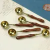 Wood Handle Scoop Vintage Stamp Sealing Wax Spoon Candle Fittings Sealing Wax Brass Spoon Stamp Seal Heat Beaded Waxes Spoon BH2793 TQQ