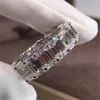 Rozmiar 5-10 Vintage Moda Biżuteria 925 Sterling Silver Emerald Cut White Topaz CZ Diamentowe Gemstones Obiecuj Kobiety Pierścionek Zaręczynowy Ślubny