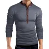 2019 Herrens T-shirts Mäns Henley Knappskjorta Långärmad Snygg Slim Fit Teetops Casual T-shirt Män Outwears Mode Design Kläder Ny