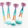 4 pezzi Smooth Mermaid Brushes Set di trucco Colorful Fish Tail Powder Foundation Eye Lip contorno pennelli Kit strumento cosmetico