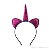 Dziecko Cekiny Unicorn Tiaras Festiwal Halloween Piękny Kot Uszy Dziewczyny Włosy Kije Kids Hair Bow Pałąk