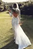 Koronkowe Suknie Ślubne Syrenki Bohemian Beach Boho Suknie Ślubne Romantyczny Francja Long 2021 Bride Dress Sexy Backless Pełna złudzenie