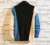 Zusigel NOWOŚĆ ONECK Contrast Color Pullover Mens Sweters na 2019 Hip Hop Knited Half Turtleck Sweater Mężczyźni plus rozmiar M7xl CJ191210