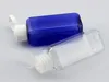 Kostenloser Versand 50 ml (1 2/3 Unzen) farblich sortierte Nachfüll-Kunststoff-PET-Flasche, quadratische Probenflaschen mit einfachem Flip-Cap-Großhandel