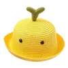Cappello di paglia per bambini estivi Panama Cappello da pescatore per neonate per bambina Cappello da spiaggia fatto a mano in erba carina 2-6 anni