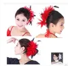 2020 mode femmes fête de mariage fleur plume tête pince à cheveux Barrette chapeau mariée bandeau danse du ventre danse latine épingle à cheveux3293472