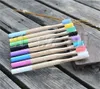 Rainbow Bamboo Toothbrush 17 Colors Round Bamboo Handle Black Bristle Adult Tandenborstel Wooden Handle Low carbon Toothbrush3289896