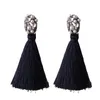 new trendy fashion luxury designer exaggerated vintage diamond pearl long tassel stud earrings for women girls