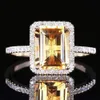 Você é único no Jóias Presentes Mundo Exquisite Solitaire Rings 14K platinadas Exagero Amarelo Bling Bling Mulheres Brilhante Anel