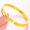 Pulsera Simple de estilo clásico para mujer y niña, brazalete sólido relleno de oro amarillo de 18K, joyería de moda, regalo, envío directo