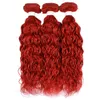 Pure Red Malaysian Wet and Wavy Human Hair Weave Bundles with Closure Birght Red Water Wave Virgin Hair 3Bundles with Lace Closure4401551