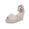 Hot Sale-Women's Sandals 2019 Sommar Nya Europa Mouth Wedges med ett ordspänne med kvinnors skor