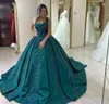 Hunter Green Quinceanera Dress High Quality Spaghetti Strap Beads Princess Sweet 16 Ages Girls Party Pageant Gown Plus Size Custom Made