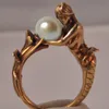シルバーローズゴールドカラーマーメイド女性ファッションブランドパーティージュエリーガールズギフトバグ4404302のための黒い白い真珠の指の指輪