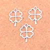 117pcs Charms hollow lucky four leaf clover irish Antique Silver Plated Pendants Making DIY Handmade Tibetan Silver Jewelry 24*17mm