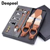 Deepeel 1set 3.5X125cm Business Men Suspenders Multi-set Suit 3/6 Clips DIY Genuine Leather Strap For Gift