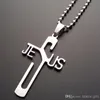 1 pz in acciaio inox lettera inglese GESÙ croce collana personalità lettera GESÙ collana croce fede cristiana collana Gesù inglese