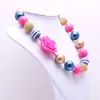 Guldfärg Design Småbarn Chunky Bead Halsband Rose Flower Kid Girl Bubblegum Chunky Halsband Smycken Barn Present