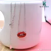 KASANIER стерлингового серебра S925 Red Lips ожерелье 40CM + 5см Удлинитель для мамы подруга женщин девочек Отдать подарочные