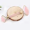 Natural Tumbled Chakra Rose Quartz Carved Reiki Crystal Healing Gua Sha Beauty Roller Facial Massor Stick With Eloy Goldplated4602835