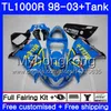 + TANK VOOR SUZUKI SRAD TL 1000 R TL1000R 98 99 00 01 02 03 304HM.15 TL1000 R TL 1000R RIZLA CYAN NIEUW 1998 1999 2000 2001 2002 2003 Valerijen