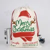 Xmas Large Canvas Monogrammable Santa Claus Drawstring Bag With Reindeers, Monogramable Christmas bags Gifts Sack Bags4549