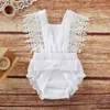 Baby Girls Solid Romper 5 Design Cotton Hollow Sleeveless Single Breasted Bow Tie Strap Jumpsuit Kid onesies Girls Outfits 018m2868093