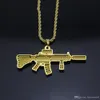 18-каратное позолоченное ожерелье-подвеска Rapper M4 с пистолетом, 75 см, золотого цвета, HIPHOP New York Men039s, ожерелья с подвеской 2017 Jul2216315