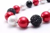 Perles de perles bébé enfant collier épais couleur rouge + noir fille enfants Bubblegum gros collier de perles enfants bijoux