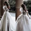 2020 Bohemian Long Wedding Dresses Sweetheart Illusion Top Långärmad Vestido de Novia Backless Off Shoulder Bridal Bröllopsklänningar
