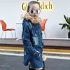 Crianças roupas de grife Meninas Inverno Denim Jacket além de veludo Crianças Coats Fur menina revestimentos encapuçados Inverno Casacos Kids Clothing DW4730