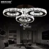 Modern LED cristal candelabros luz de aço inoxidável de aço inoxidável lâmpada de suspensão para o banheiro de vida anel de diamante LED lustres luz do teto cromado