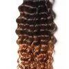 Brazilian Ombre Deep Curly Hair Bundles 3 Tone 1B430 Brown Ombre Brazilian Curly Virgin Human Hair Weaves5403654