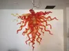 Small LED Pendant Light Lamps Unique Design American Handmade Blown Glass Chandeliers Orange Crystal Chandelier