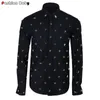 Top Men's Metal Stars Rivets Long Sleeve Dress Casual Shirt Black Cool Euro American Fashion Party Shirts Quality