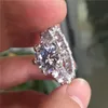 choucong Eleganter Blumenring aus 925er-Sterlingsilber, Krallenfassung, 3 Karat Diamant, Verlobung, Hochzeit, Bandringe für Damen, Schmuck