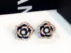 Super Glittering new fashion luxury classic designer elegant beautiful camellia diamond stud earrings for woman girls7687470
