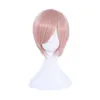 Danganronpa Junko Enoshima Pink Cosplay Parrucche 2 Clip Ponytails Set di costumi per parrucche di capelli sintetici