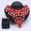 Conjuntos de joias de miçangas africanas para acessórios femininos, casamento, strass, cristal, flor, colar, brinco, conjunto de joias