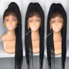 Afrika Kvinnor Stil Cornrows Braid Wig Lång 200Densitet Full Micro Braid Parykar med Baby Hair Jumbo Braid Lace Frontal Wig