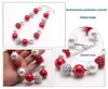 Collana di perline rosse/bianche/argento per neonate, moda per bambini, collana di perline grossa di gomma da masticare, gioielli per bambini