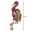 10pcs/lot Vintage Gold Tone Elegant Flaningo Brooches Rhinestone Crystal Animal Bird Brooch Pin