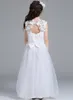 Blomma flicka klänning för weddin party vit elegant spets tulle flicka formell klänning första kommunion klänningar för tonårsflicka