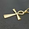 Egito iced out bling ankh cruz pingente colar para mulheres e homens chave da vida aço inoxidável jóias egípcias drop3564834